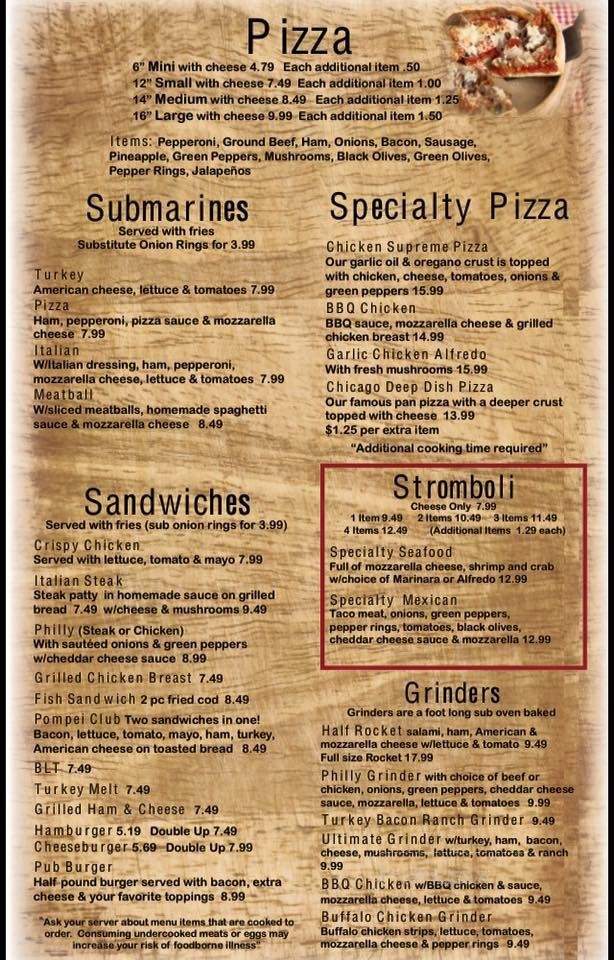 Pompei Pizza Factory - Reese, MI menu_pic