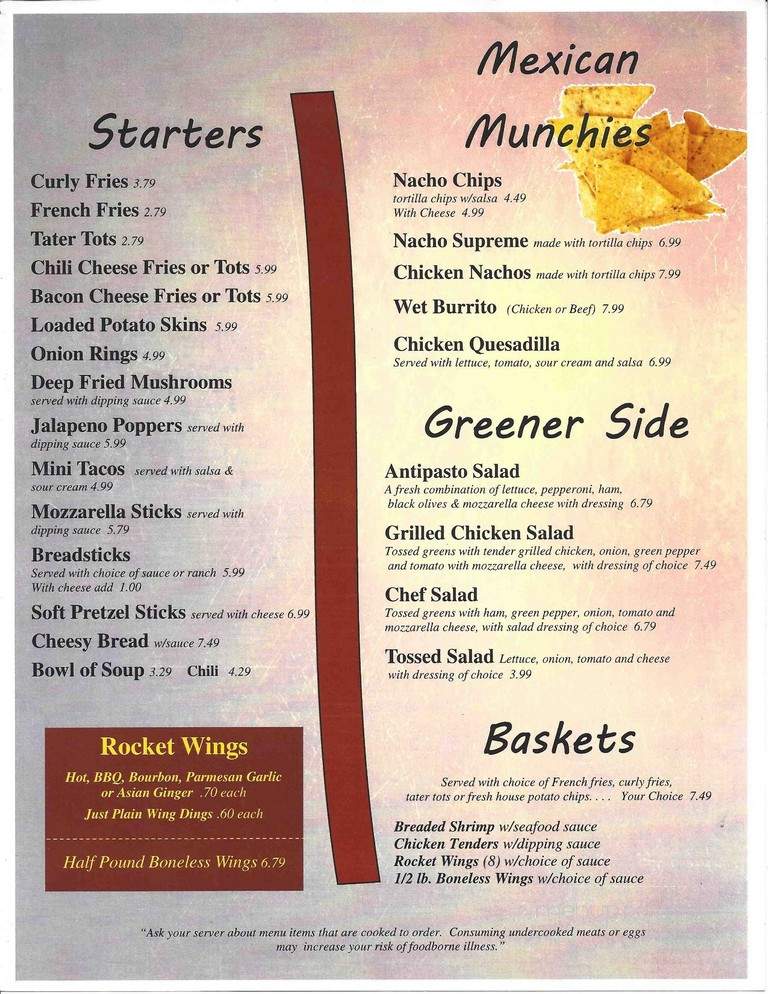 Rocket Bowling Bar & Grill - Reese, MI menu_pic