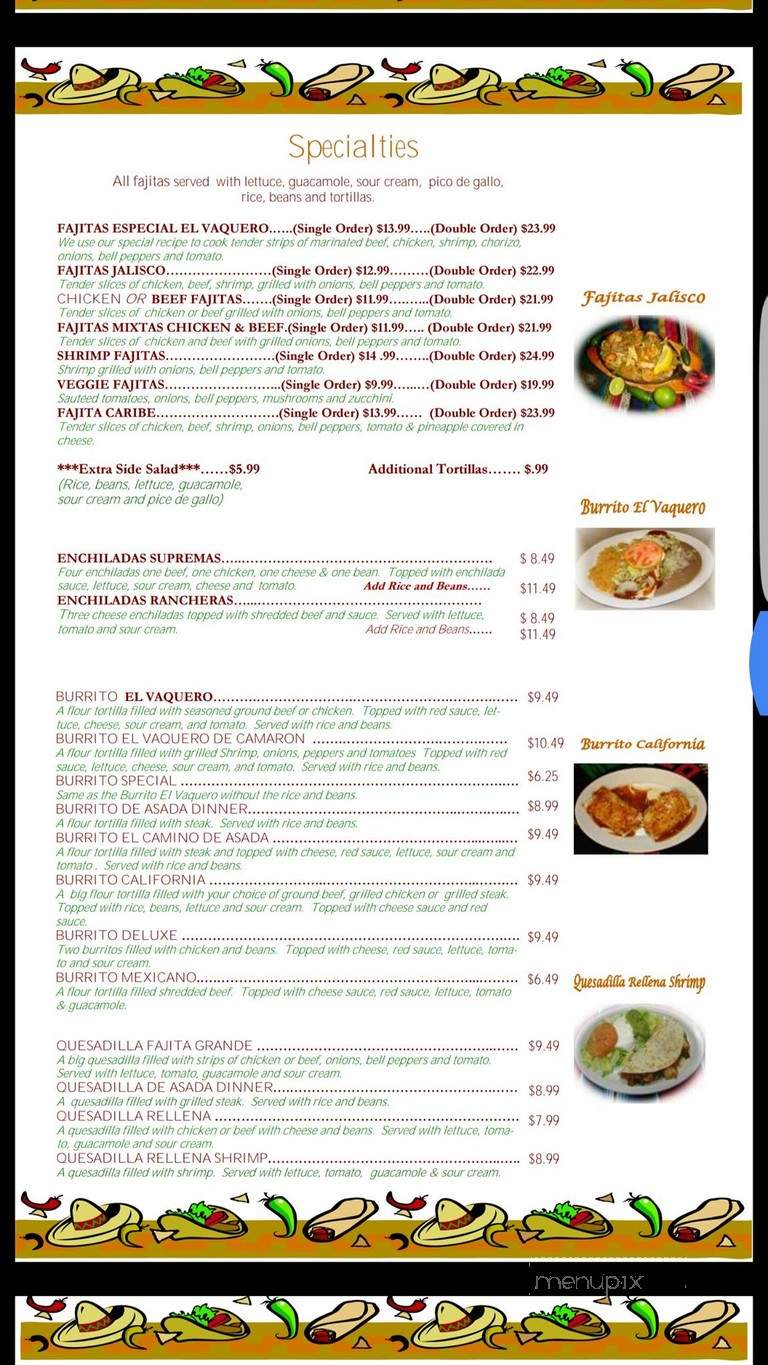 El Vaquero - Alma, MI menu_pic