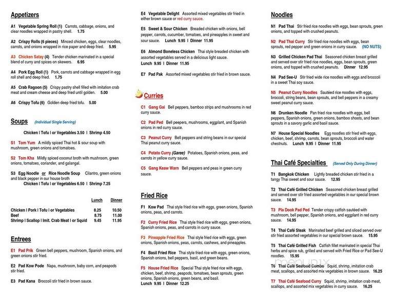 Thai Cafe - Howell, MI menu_pic