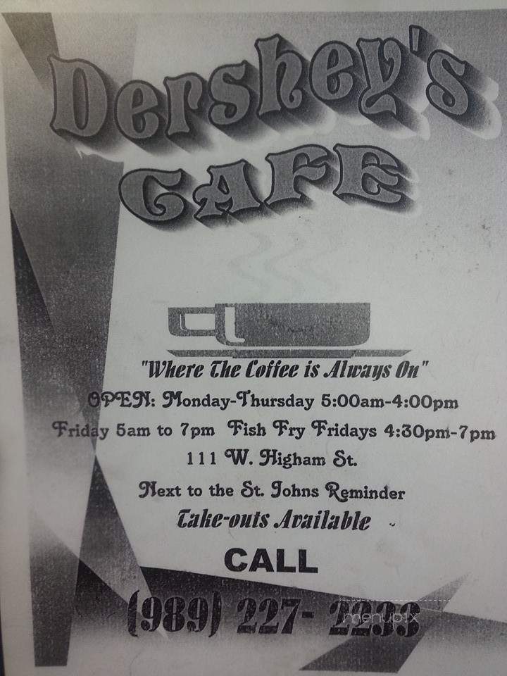 Dershey's Cafe - St Johns, MI menu_pic