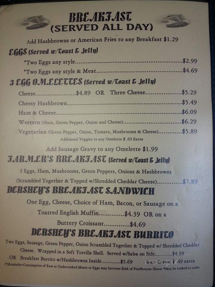 Dershey's Cafe - St Johns, MI menu_pic