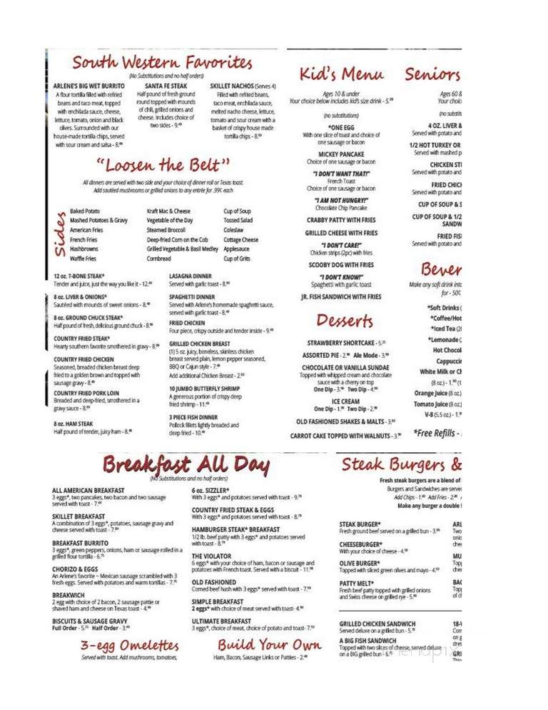 Arlene's Truck Stop - Battle Creek, MI menu_pic