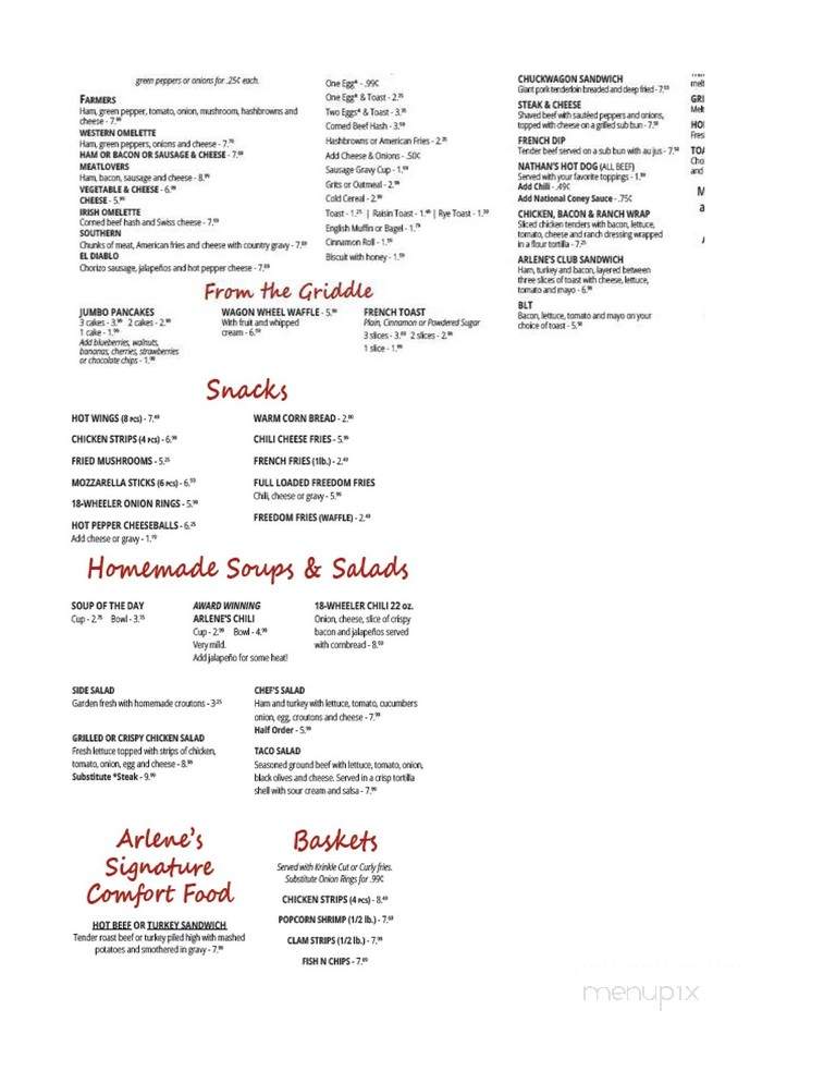 Arlene's Truck Stop - Battle Creek, MI menu_pic