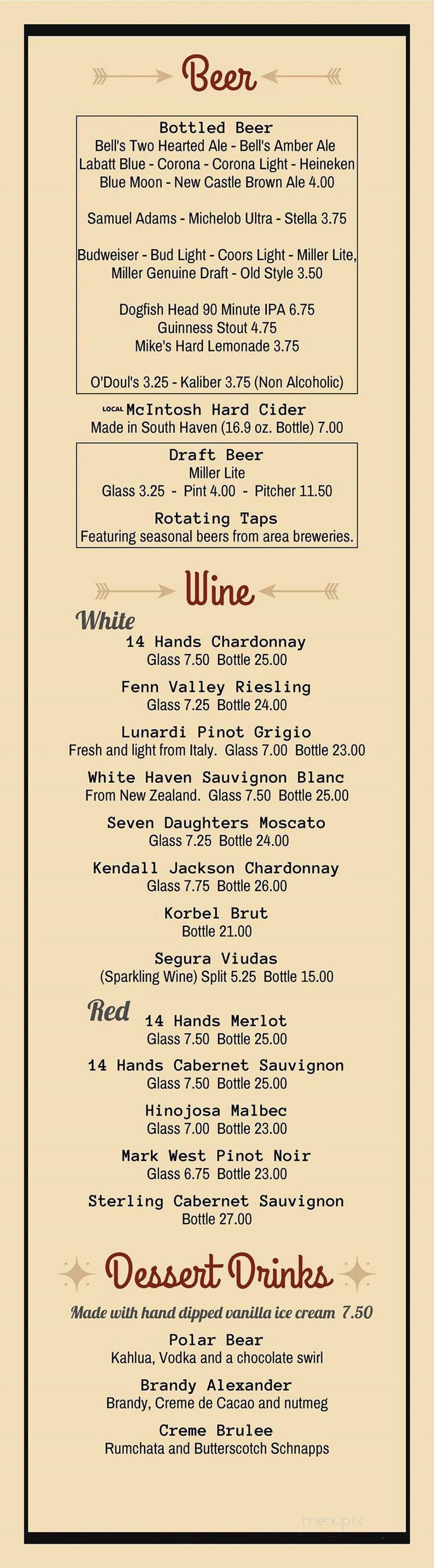 Clementines - South Haven, MI menu_pic