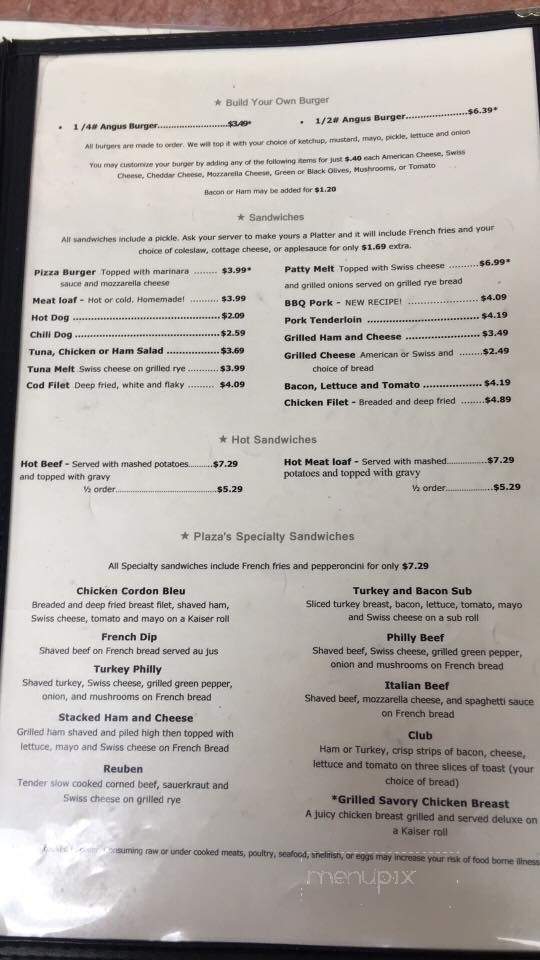 Plaza Restaurant - Niles, MI menu_pic