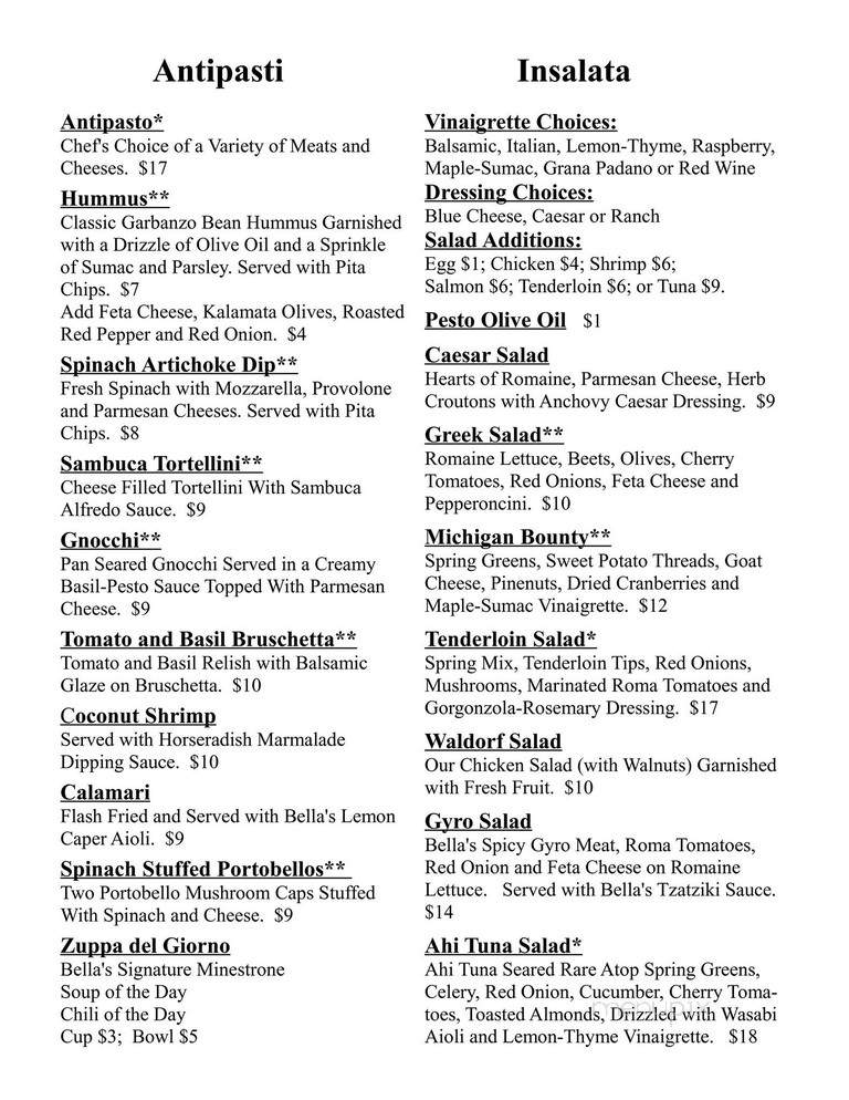 Bella Notte Ristorante - Jackson, MI menu_pic