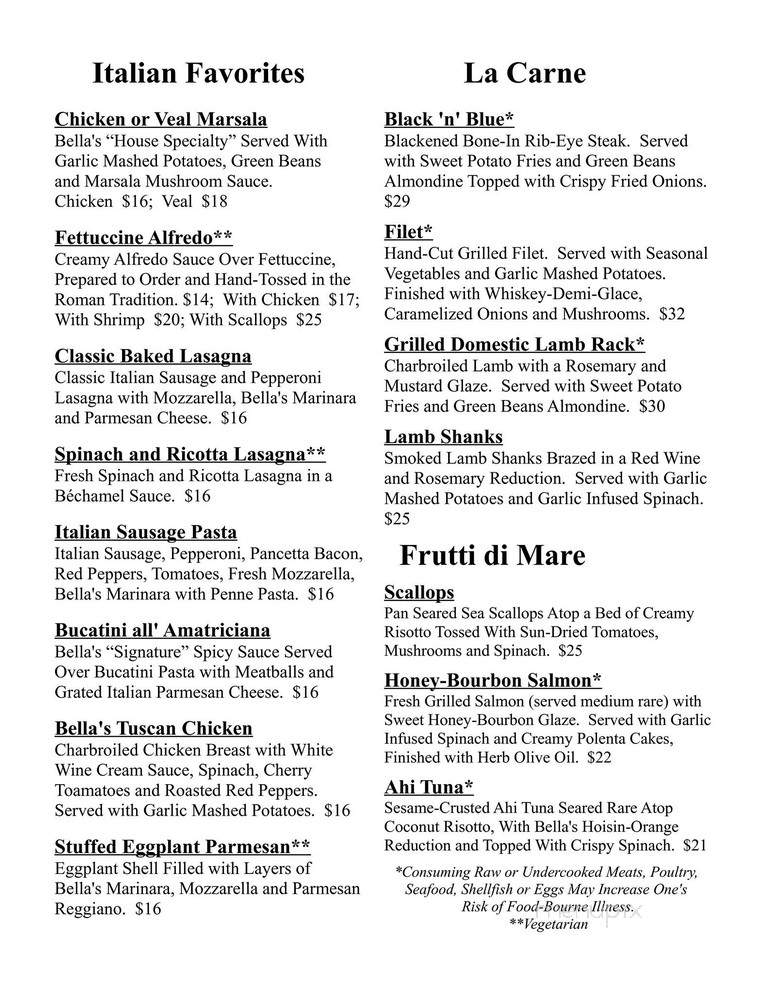 Bella Notte Ristorante - Jackson, MI menu_pic