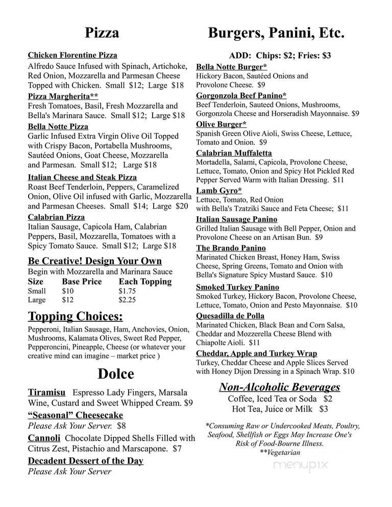 Bella Notte Ristorante - Jackson, MI menu_pic