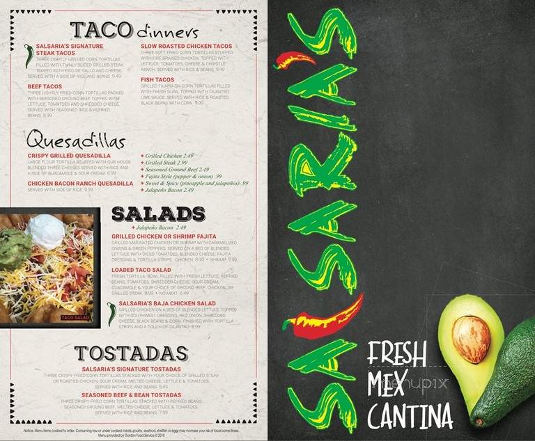 Salsaria's - Adrian, MI menu_pic