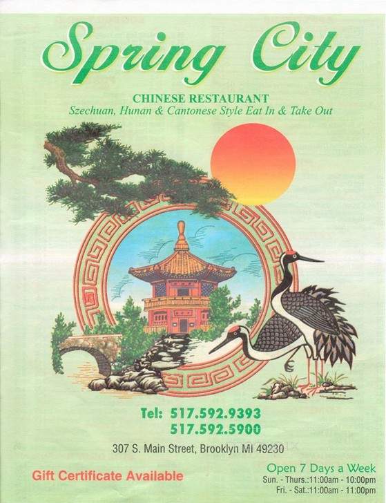 Spring City - Brooklyn, MI menu_pic