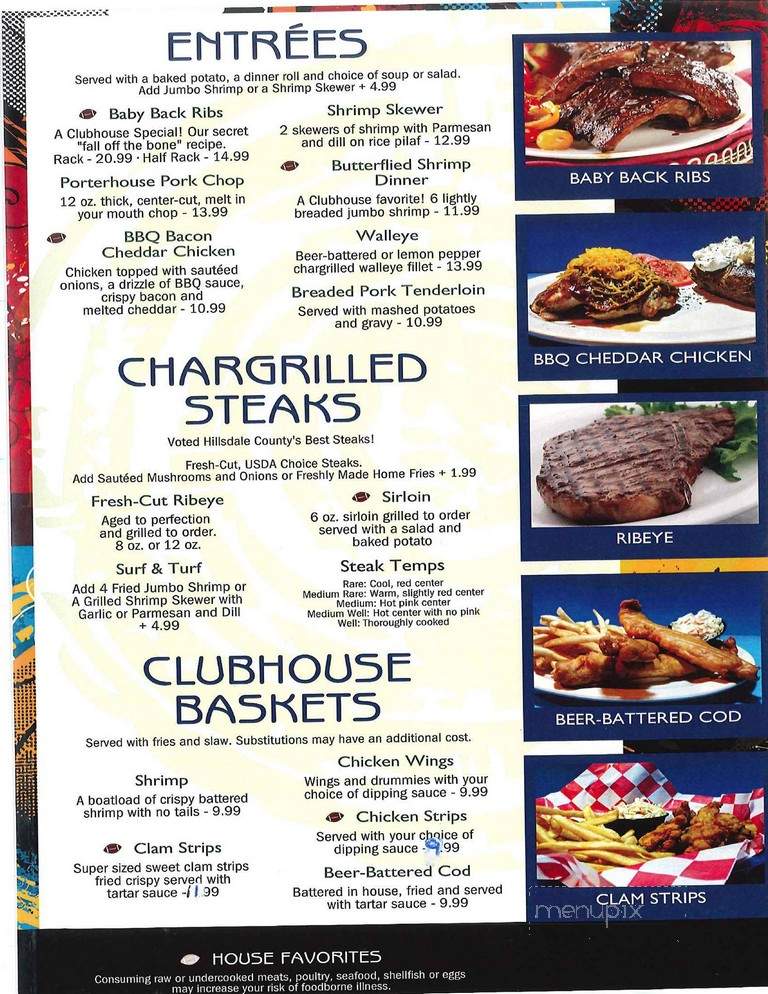 Clubhouse - Camden, MI menu_pic