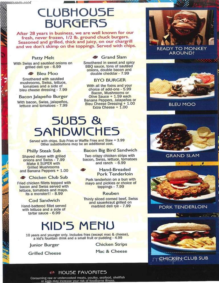 Clubhouse - Camden, MI menu_pic