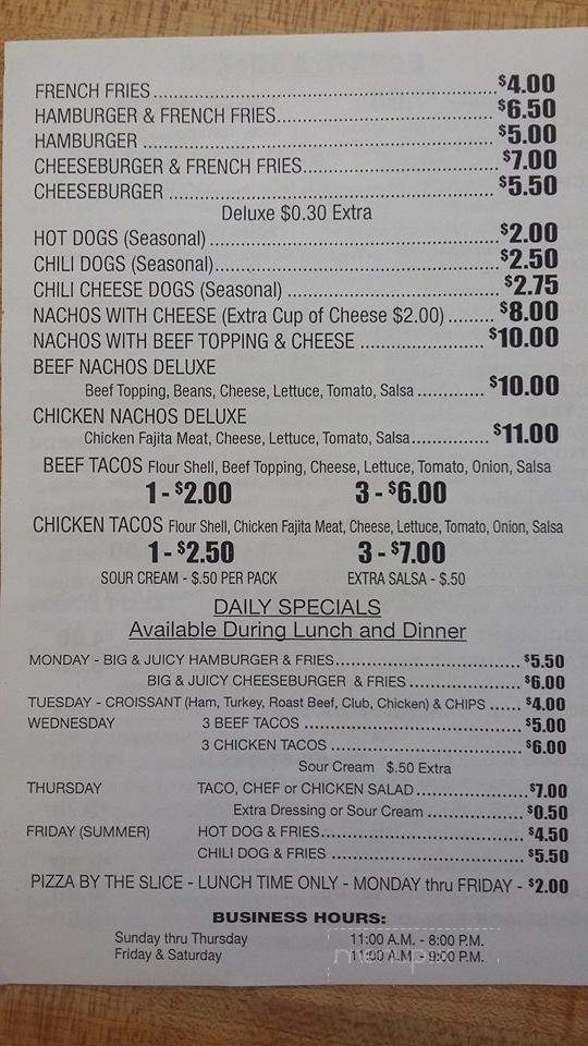 Bobbye's Pizza Place - Hudson, MI menu_pic