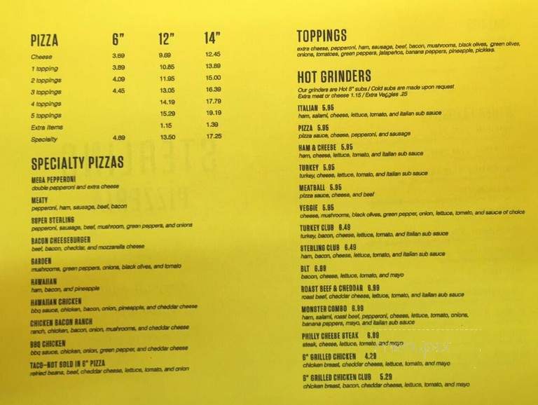 Sterling Pizzeria - Manitou Beach, MI menu_pic