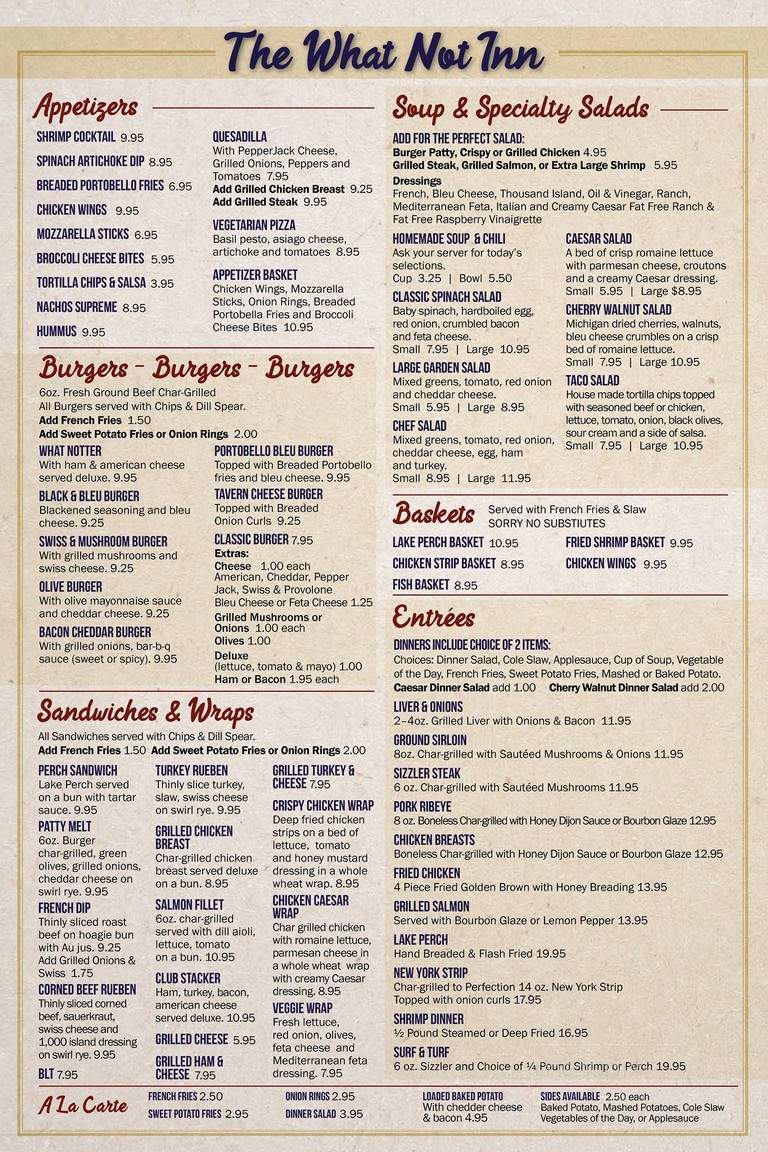 What-Not-Inn - Fennville, MI menu_pic