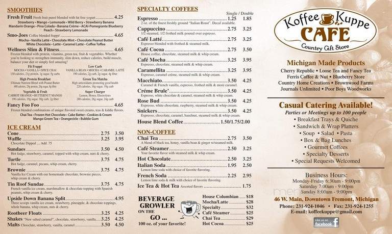 Koffee Kuppe - Fremont, MI menu_pic