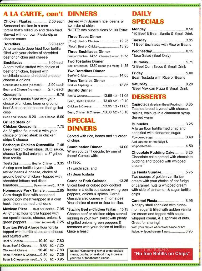 La Fiesta - Hart, MI menu_pic