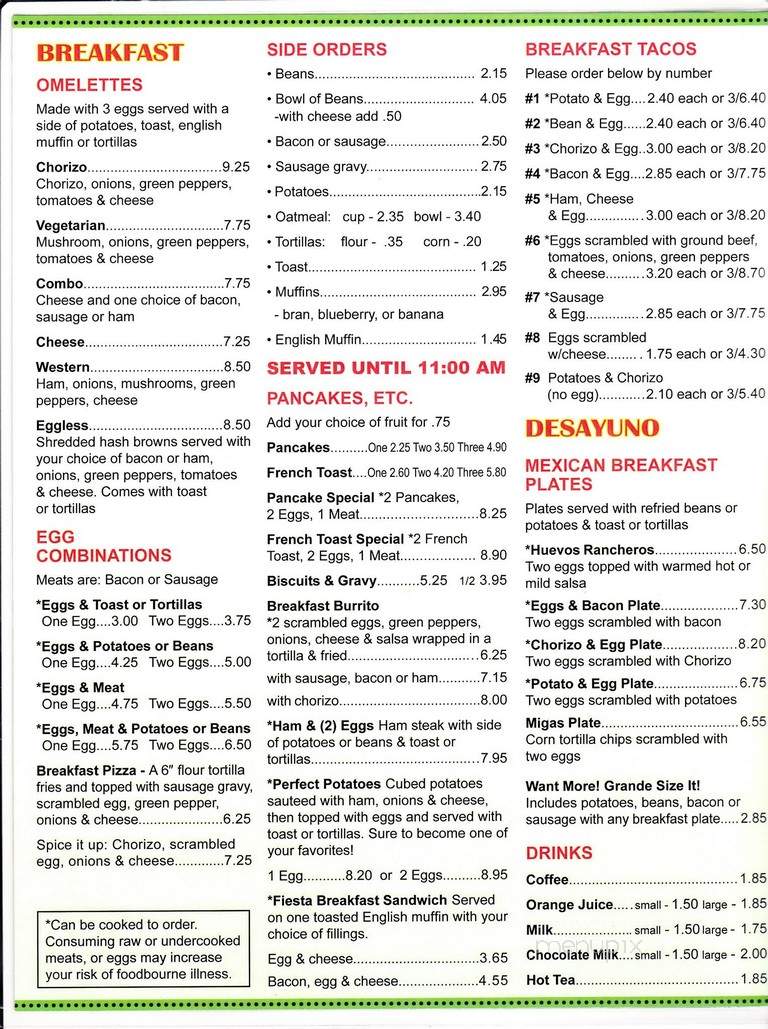 La Fiesta - Hart, MI menu_pic