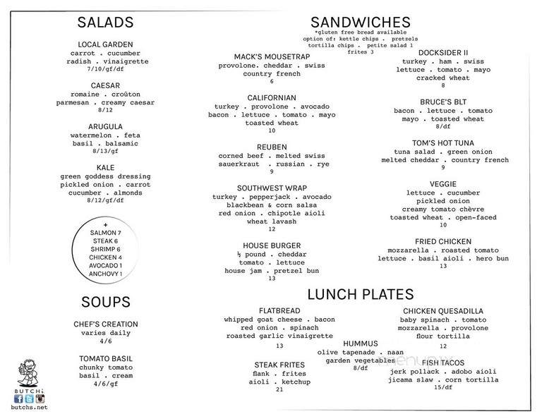 Butch's - Holland, MI menu_pic