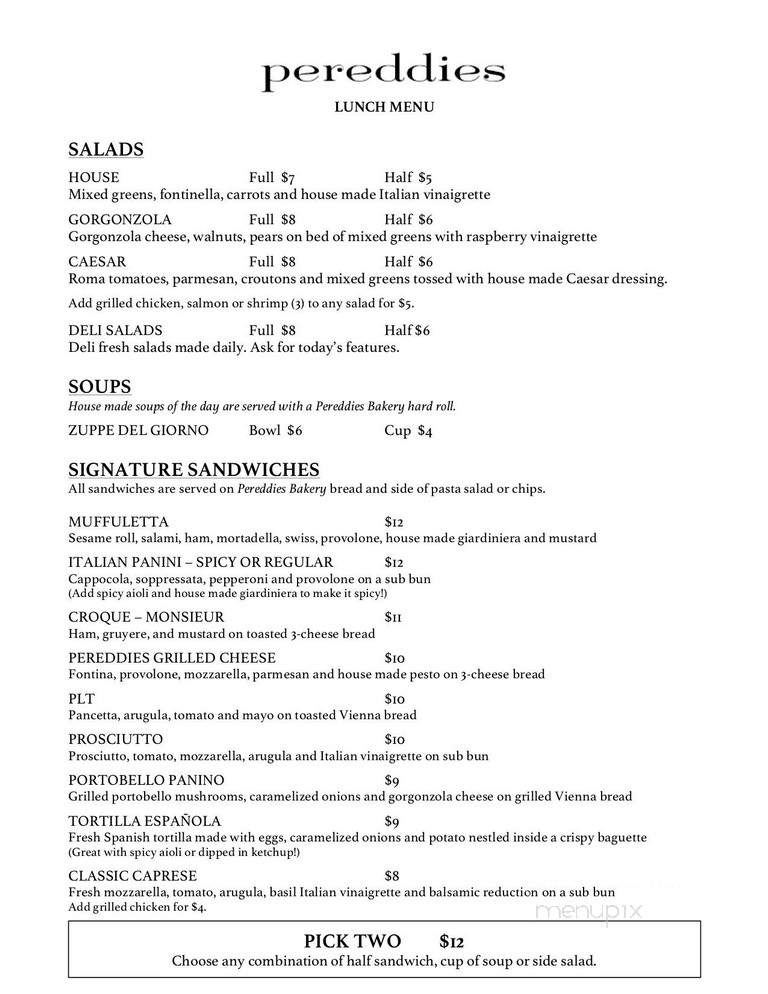 Pereddies - Holland, MI menu_pic