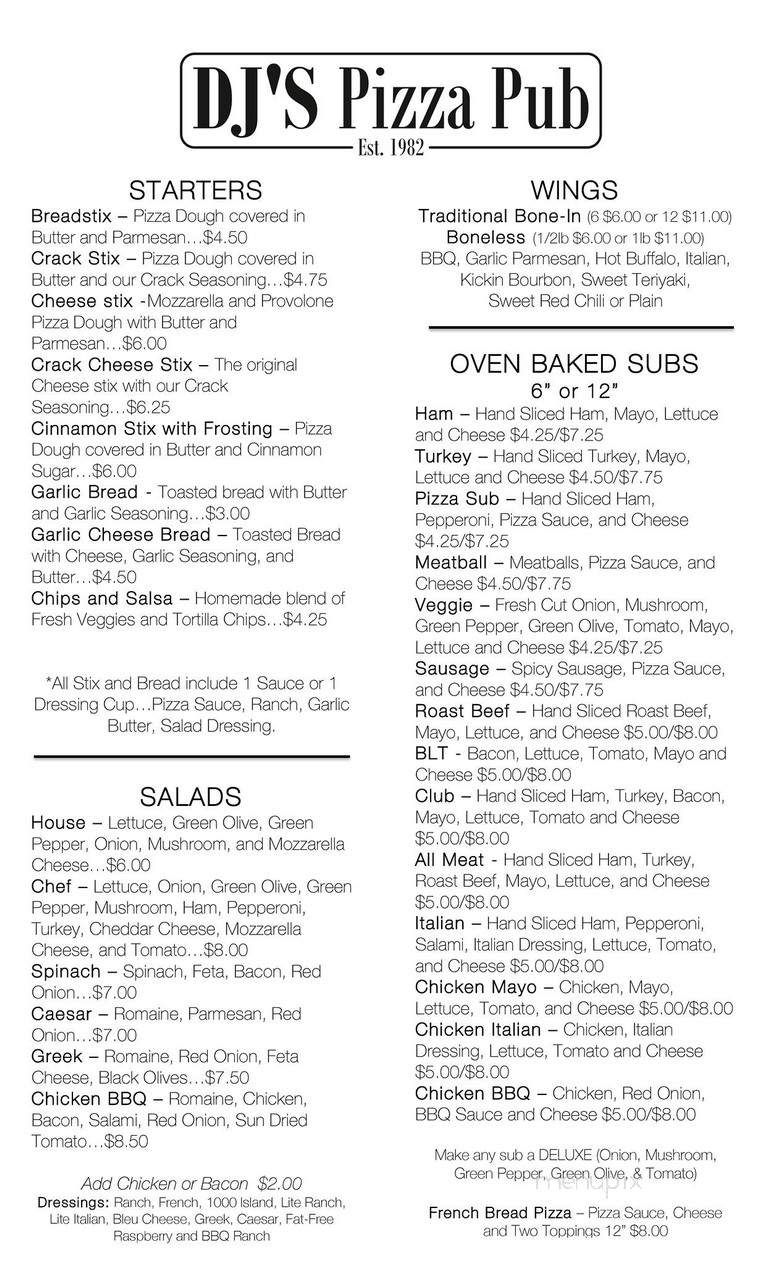 D J's Pizza - Hudsonville, MI menu_pic