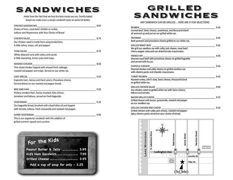 Chef John's Bakery & Cafe - Ludington, MI menu_pic
