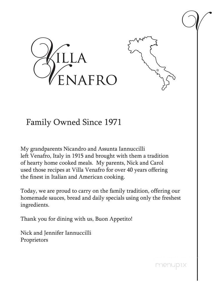Villa Venafro Restaurant - Montague, MI menu_pic