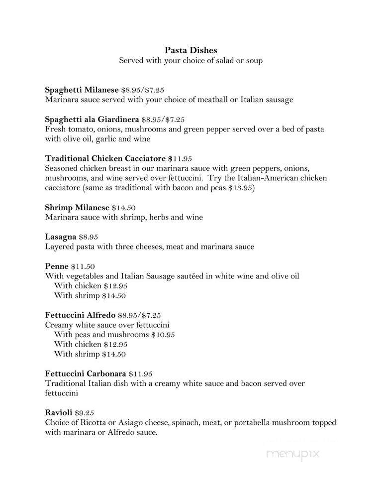 Villa Venafro Restaurant - Montague, MI menu_pic
