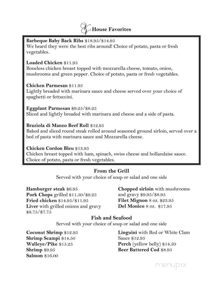 Villa Venafro Restaurant - Montague, MI menu_pic