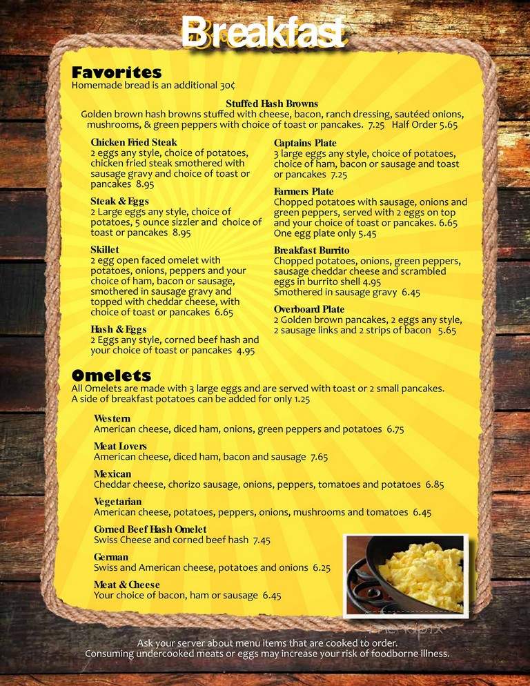 Overboard Inn - Twin Lake, MI menu_pic