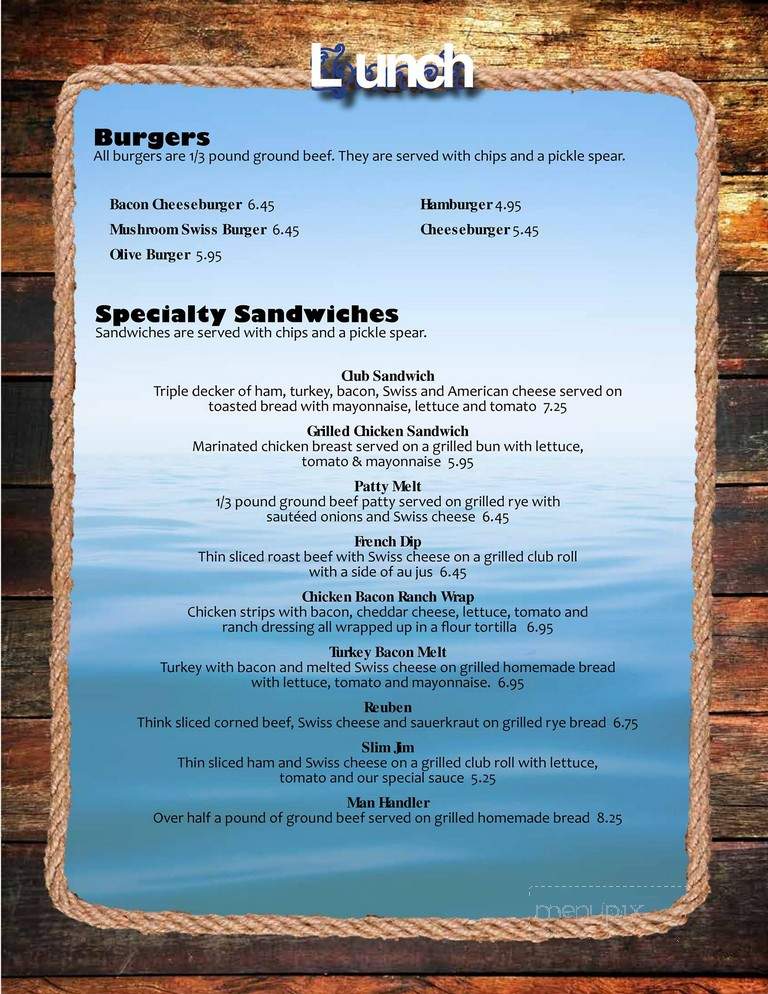 Overboard Inn - Twin Lake, MI menu_pic