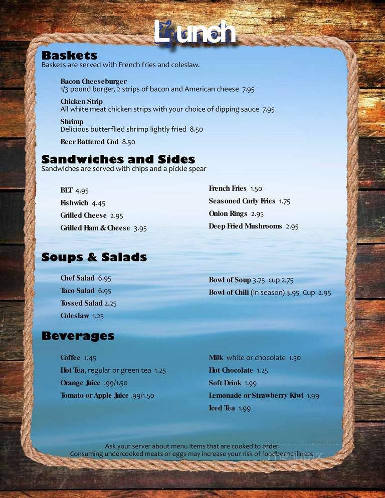 Overboard Inn - Twin Lake, MI menu_pic
