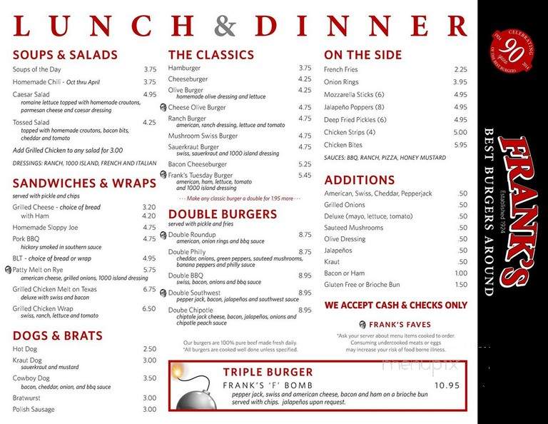 Frank's - Zeeland, MI menu_pic