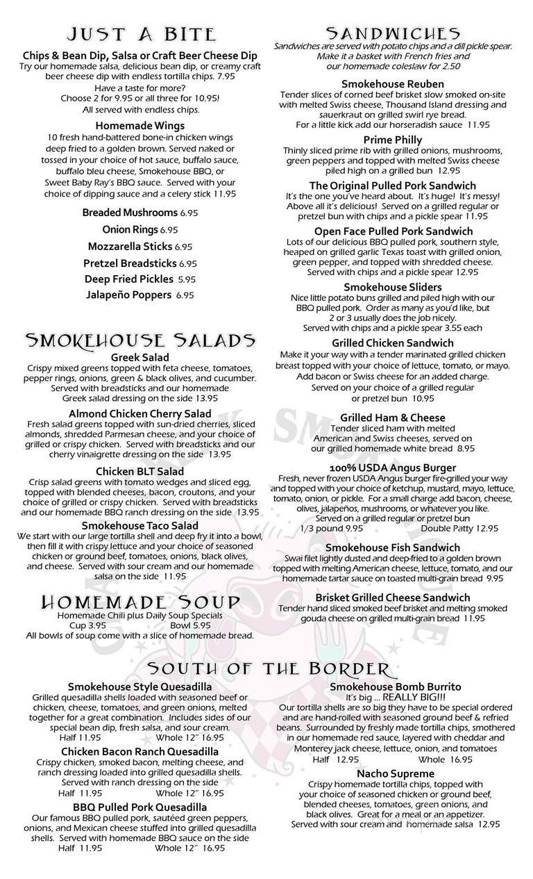 Chase Creek Smoke House - Chase, MI menu_pic