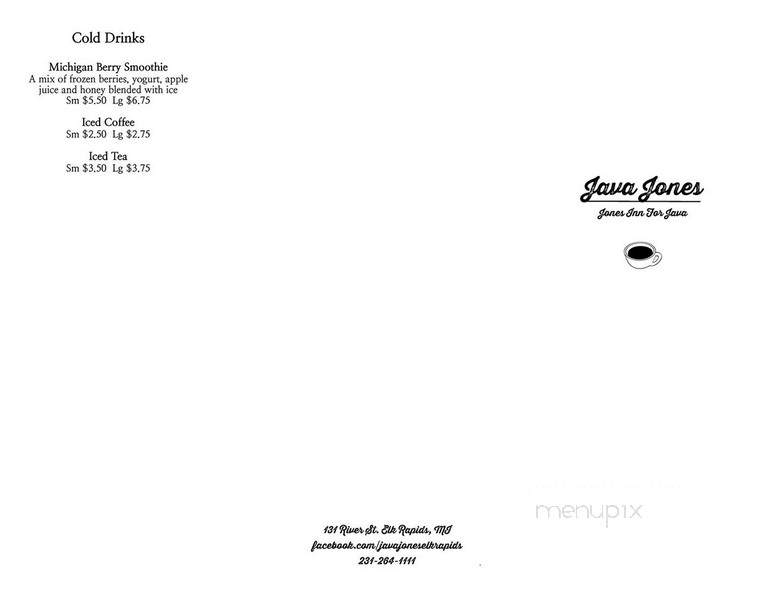 Java Jones - Elk Rapids, MI menu_pic