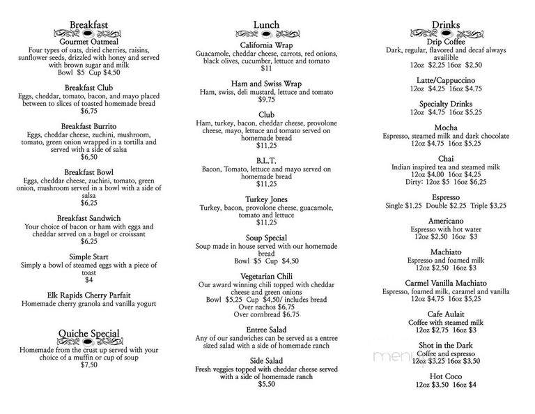Java Jones - Elk Rapids, MI menu_pic