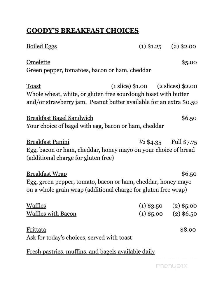 Goody's Juice & Java - Manistee, MI menu_pic