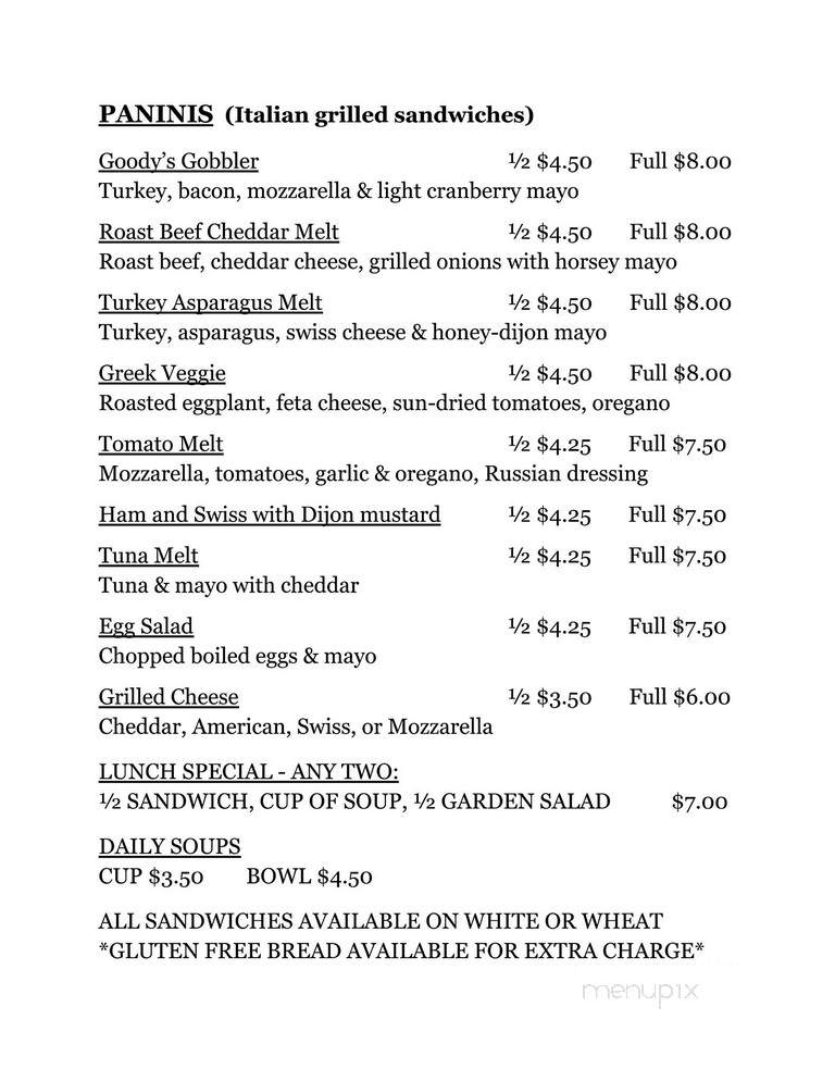 Goody's Juice & Java - Manistee, MI menu_pic