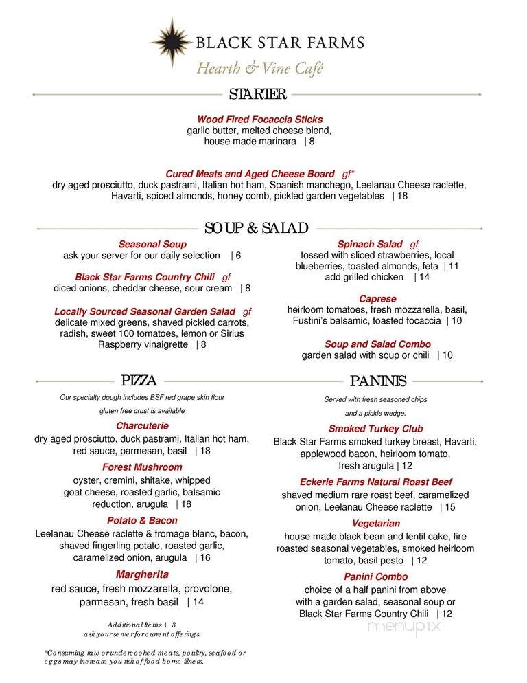 Black Star Farms - Suttons Bay, MI menu_pic