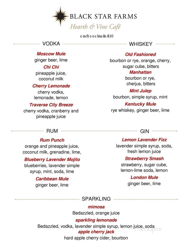 Black Star Farms - Suttons Bay, MI menu_pic