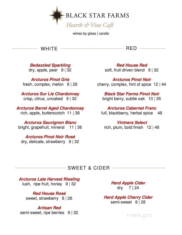Black Star Farms - Suttons Bay, MI menu_pic