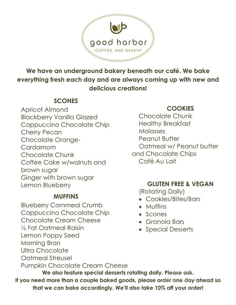Good Harbor Coffee & Bakery - Traverse City, MI menu_pic