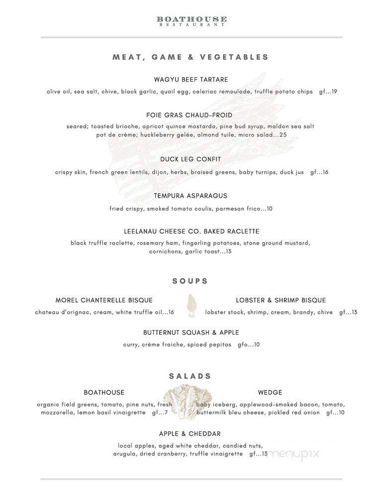 Boathouse Restaurant - Traverse City, MI menu_pic