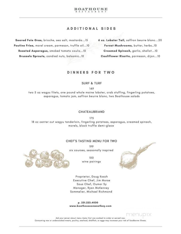 Boathouse Restaurant - Traverse City, MI menu_pic