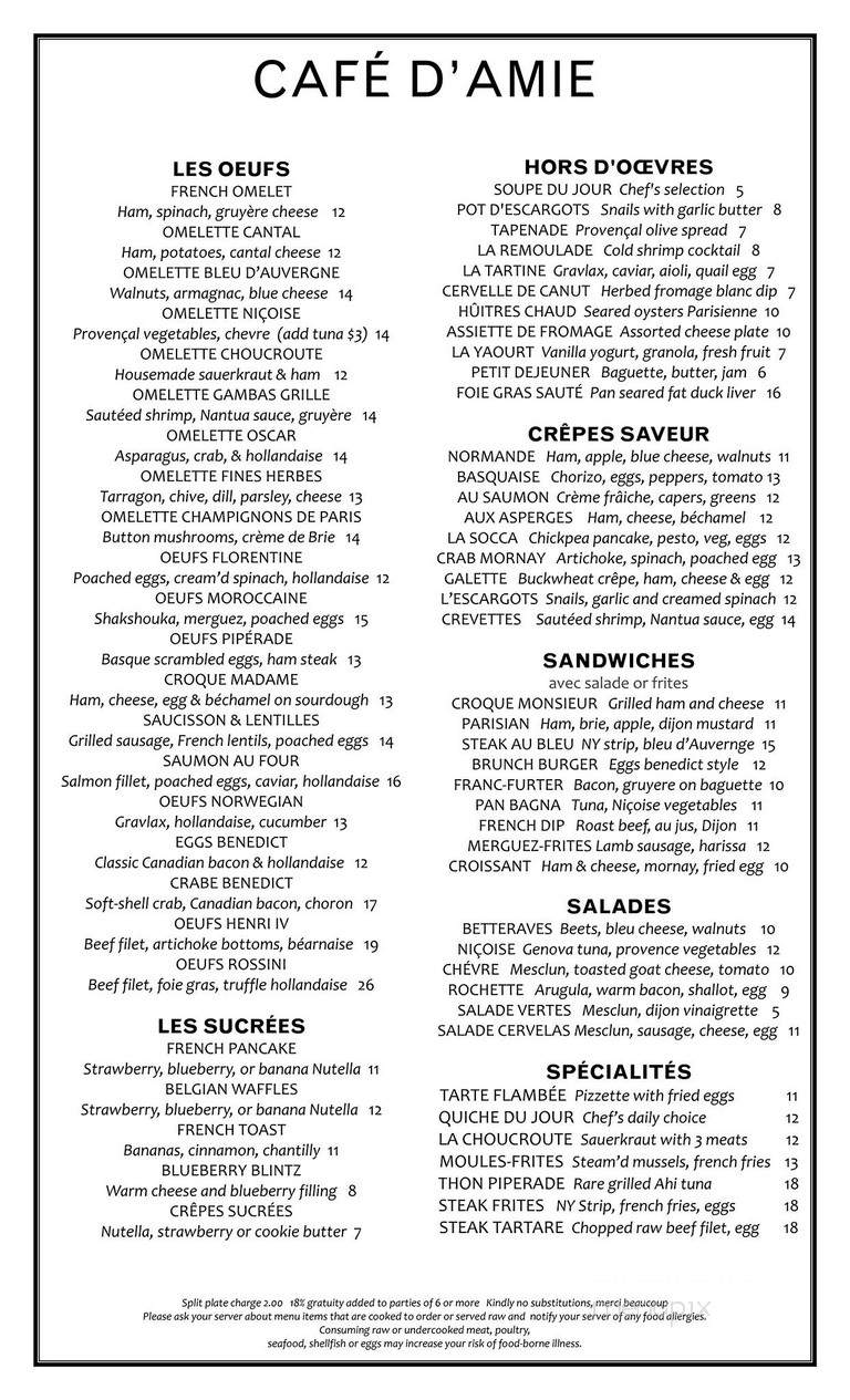 Patisserie Amie - Traverse City, MI menu_pic
