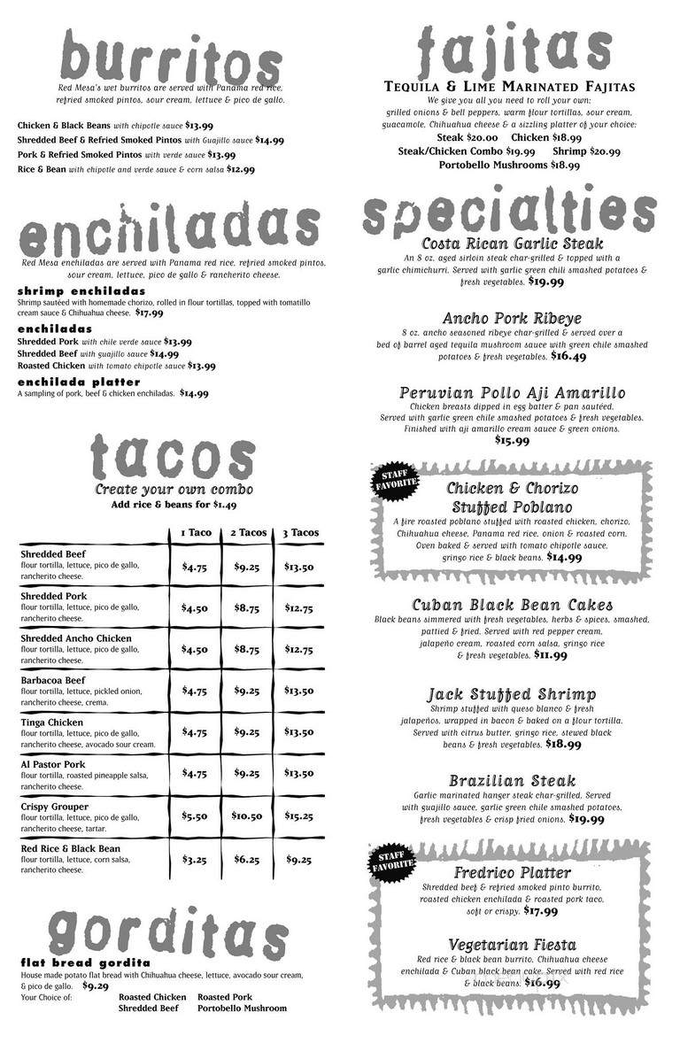 Red Mesa Grill - Boyne City, MI menu_pic