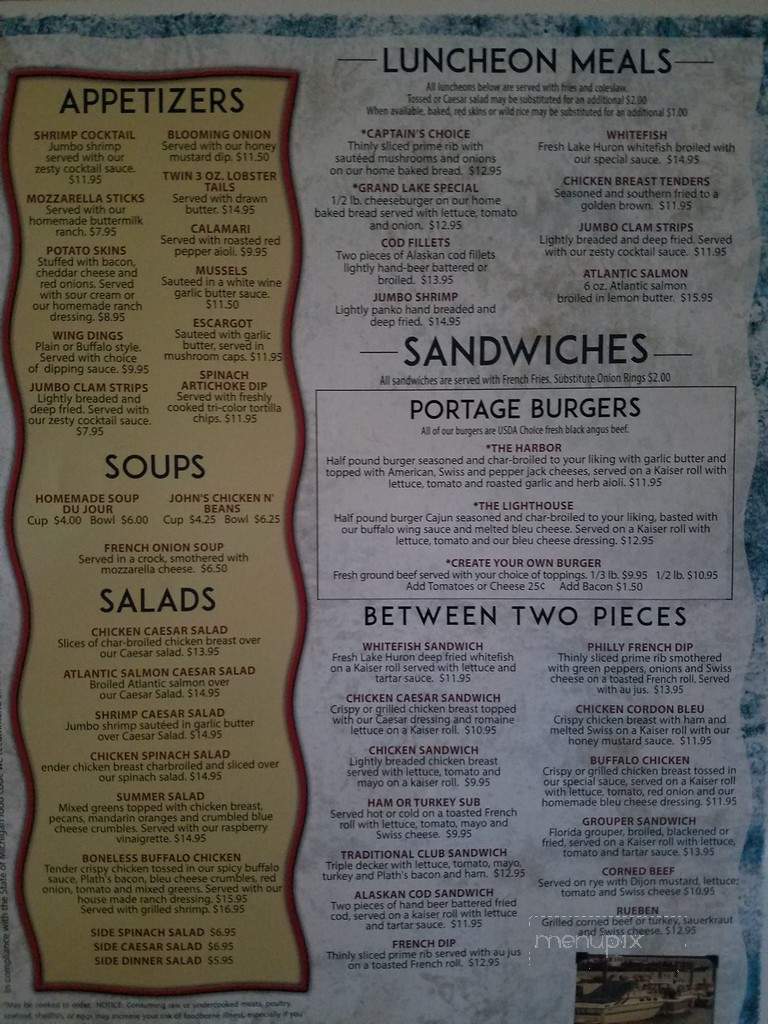 Portage Pizza Shoppe - Presque Isle, MI menu_pic