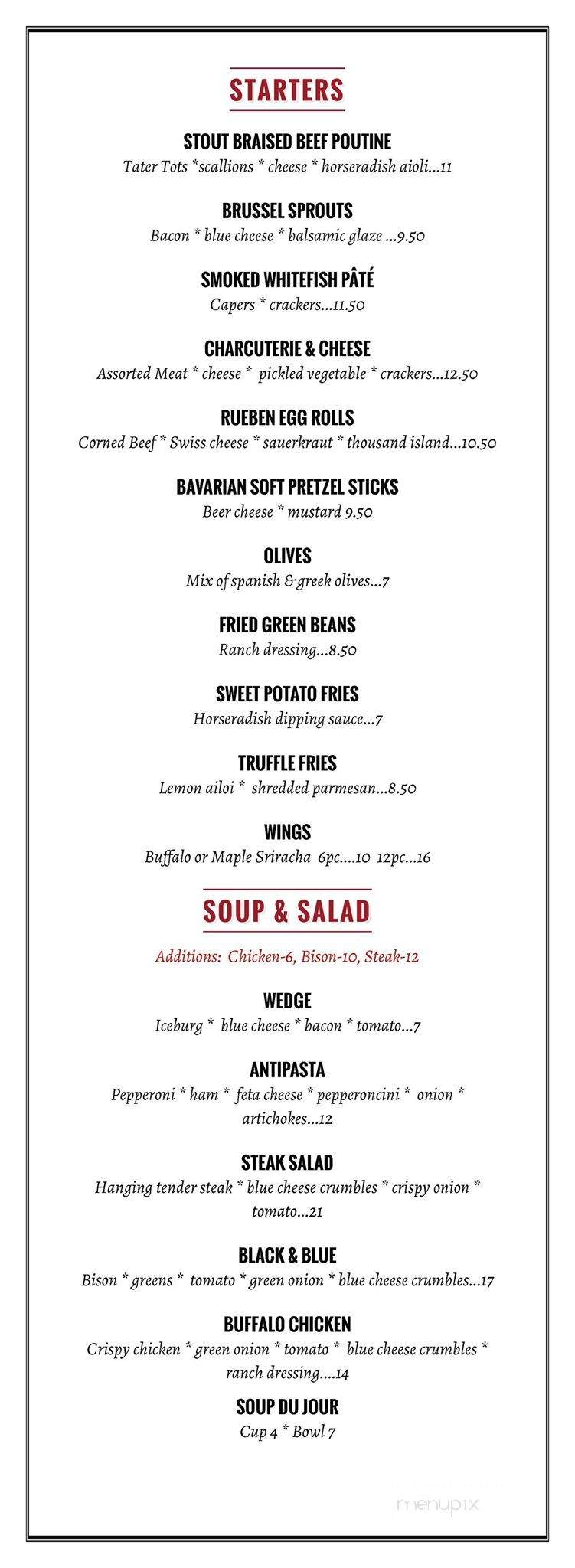 Shamrock Bar & Restaurant - Beaver Island, MI menu_pic
