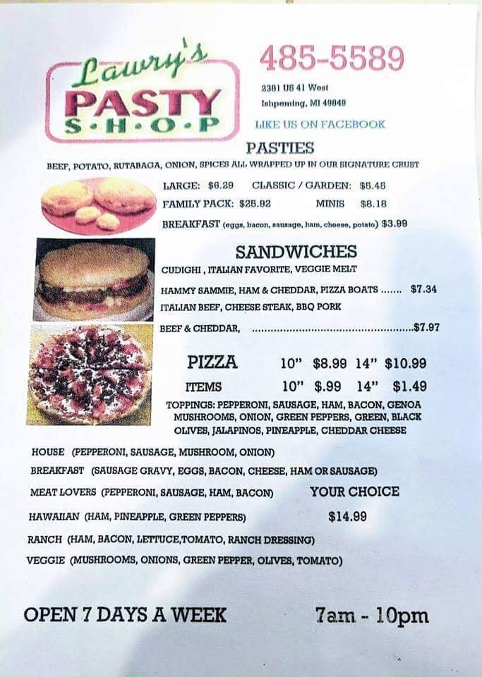 Lawry's Pasty Shop - Ishpeming, MI menu_pic